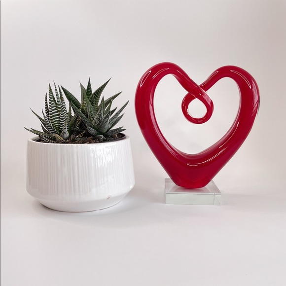 Other - Blown Glass Heart Sculpture Red Glassware